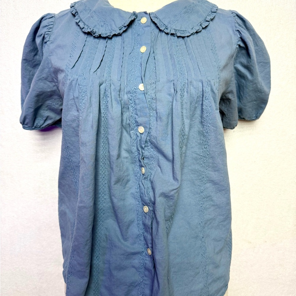 Universal Thread Light Blue Floral Eyelet Button-Up Shirt
